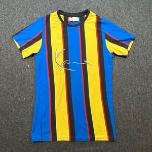 Karl Kani Retro Streetwear Mens Size M Multicolor Striped Logo T-Shirt